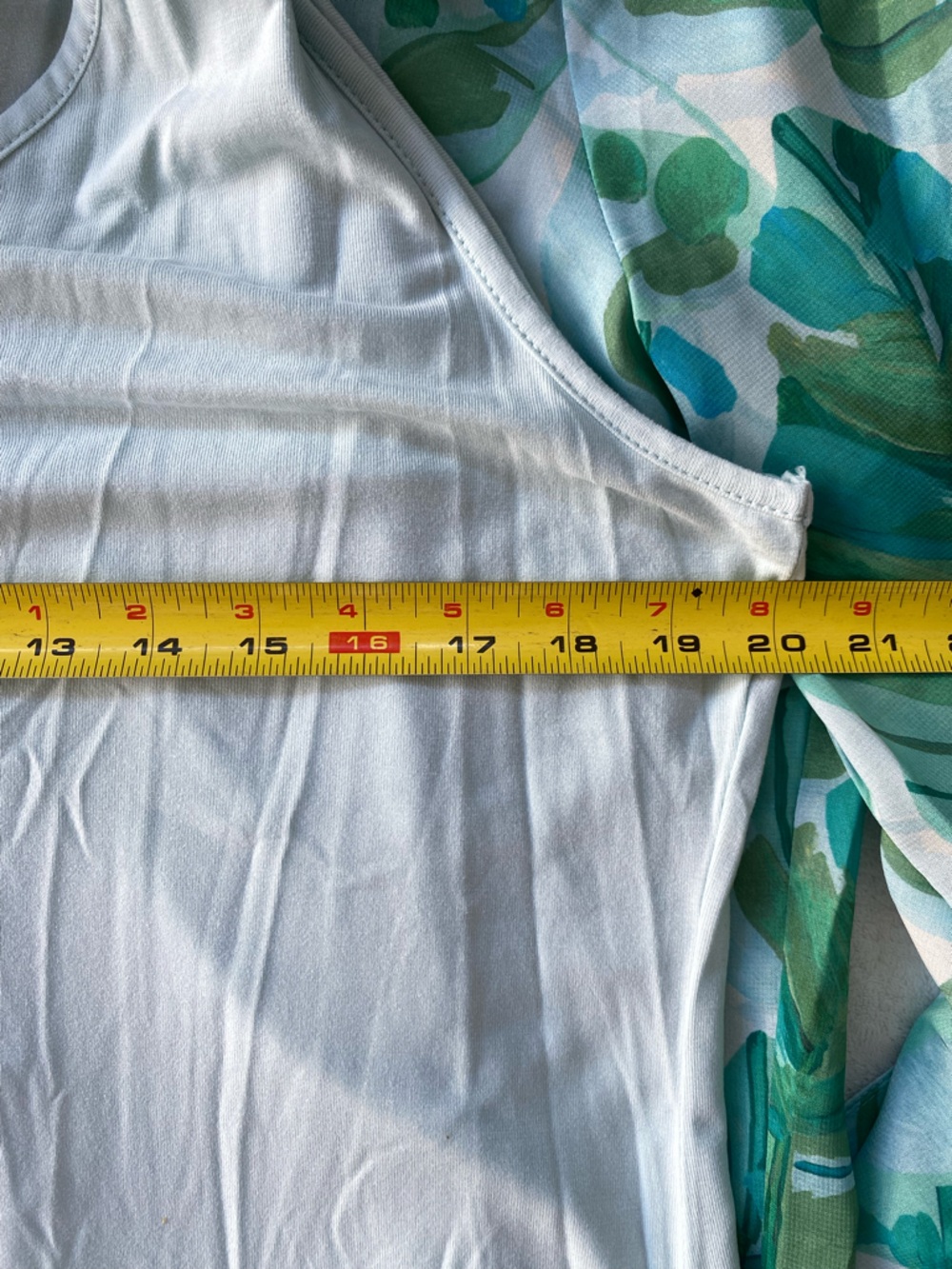 Soft Surroundings Tropical Palm Pintuck Blouse with Cami Size 1X Teal Green - Picture 6 of 12
